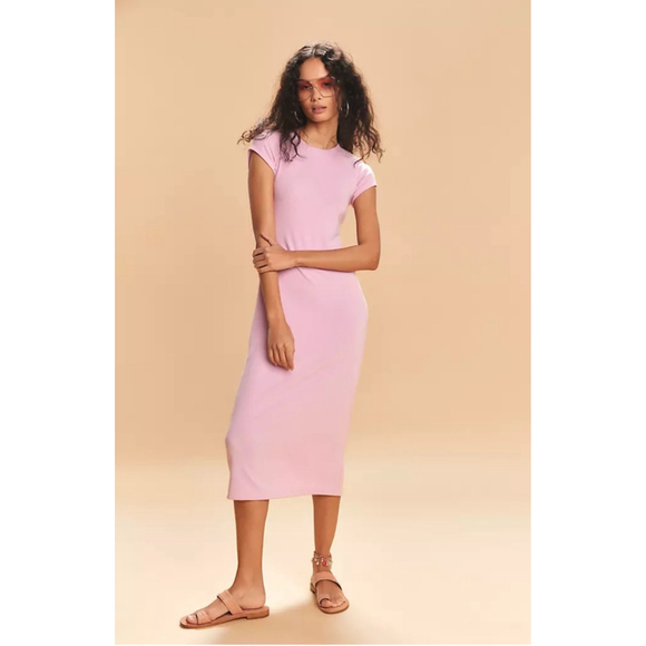 Women's FP Beach Pink Short Sleeve Midi Dress XS - Picture 1 of 4